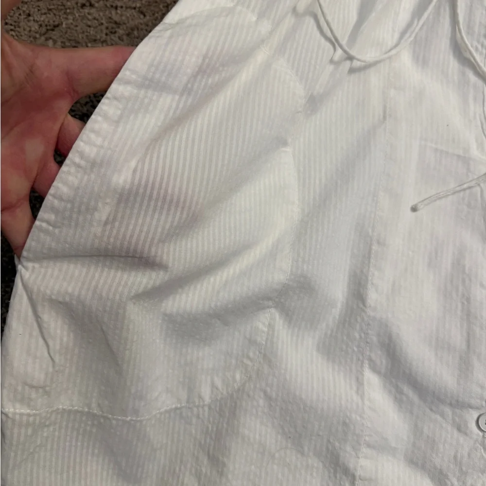 GAP MIDI Dress Women size Small White Long Sleeve Button Aline Drawstring Dress - Picture 9 of 12